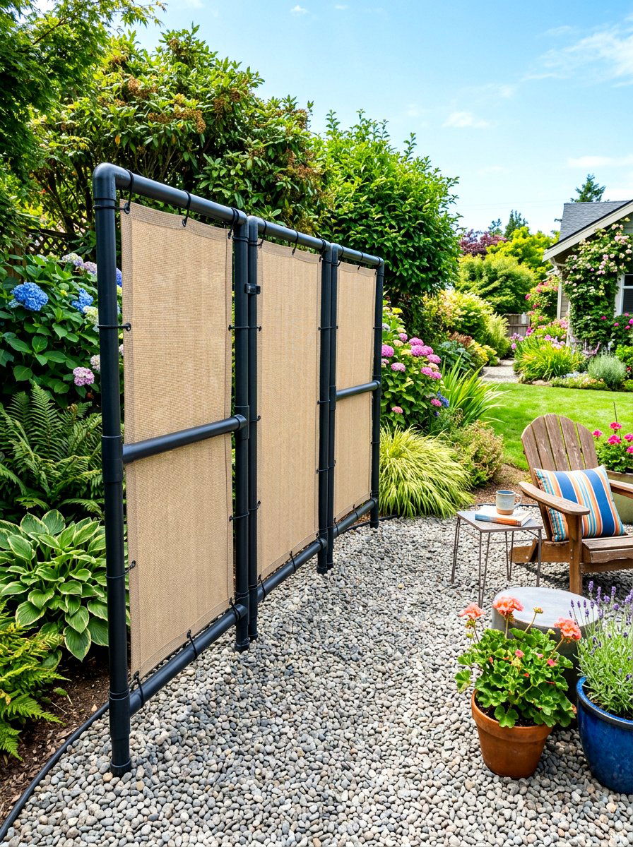 PVC pipe privacy screen - 30 outdoor shower privacy ideas
