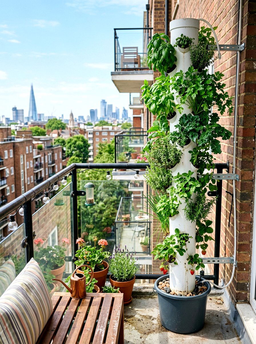 PVC pipe vertical planter - 30 balcony planter wall ideas