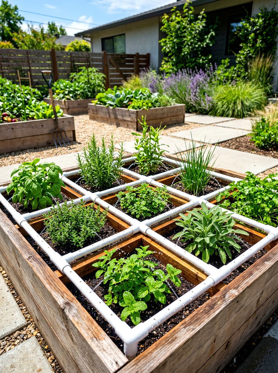 PVC watering grid - 30 raised bed irrigation ideas