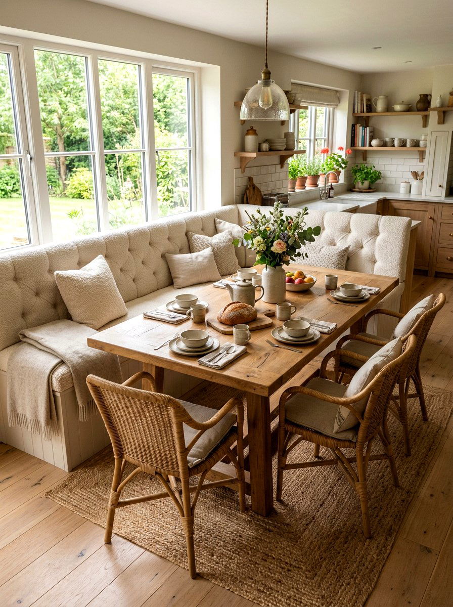 Padded Bench Kitchen Nook - 30 kitchen nook ideas