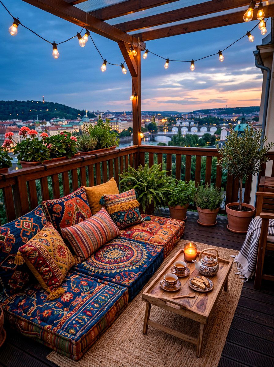 Padded Floor Cushion Arrangement - 30 compact patio furniture ideas