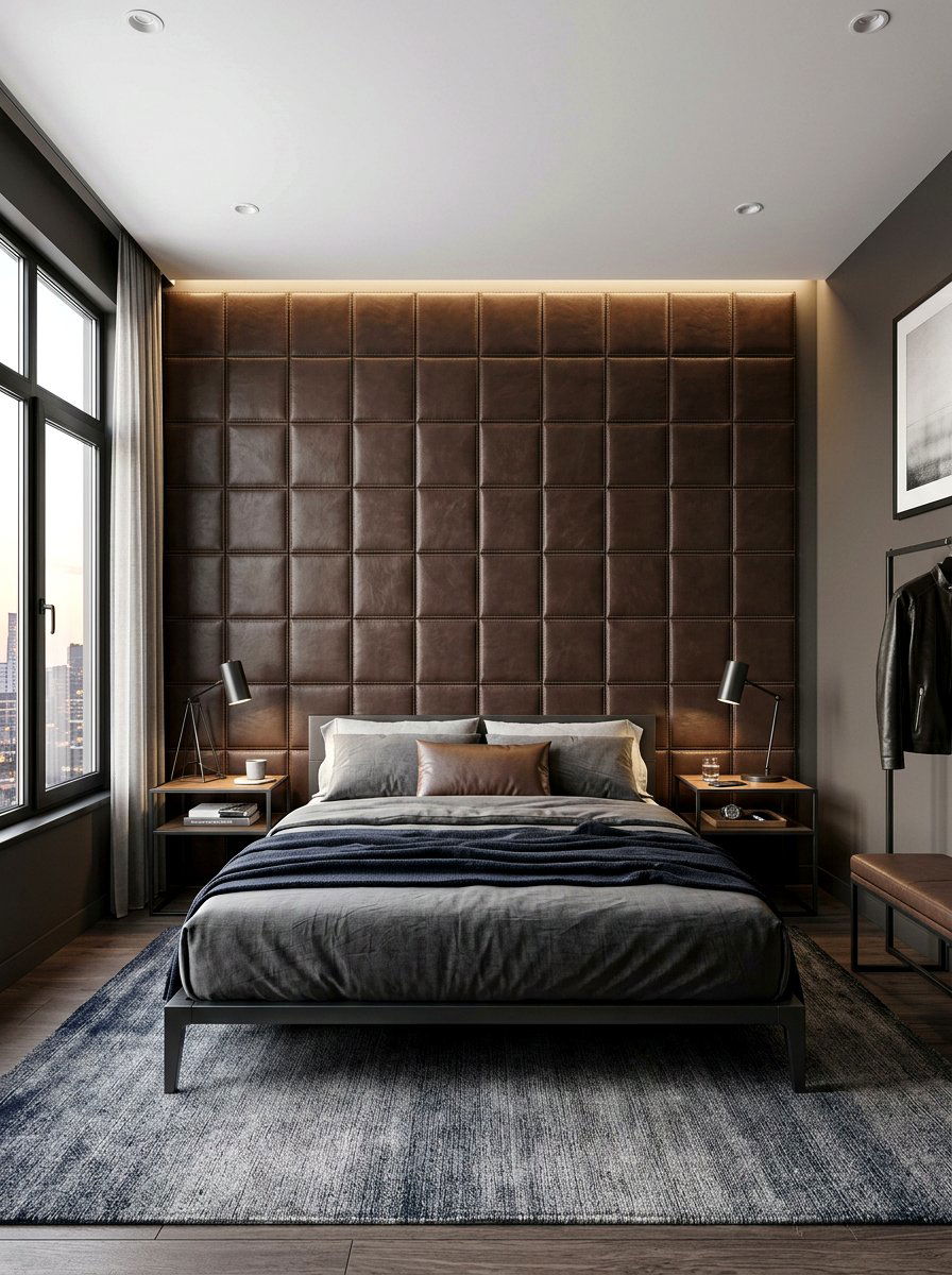 Padded Leather Tile Wall - 30 oversized headboard ideas