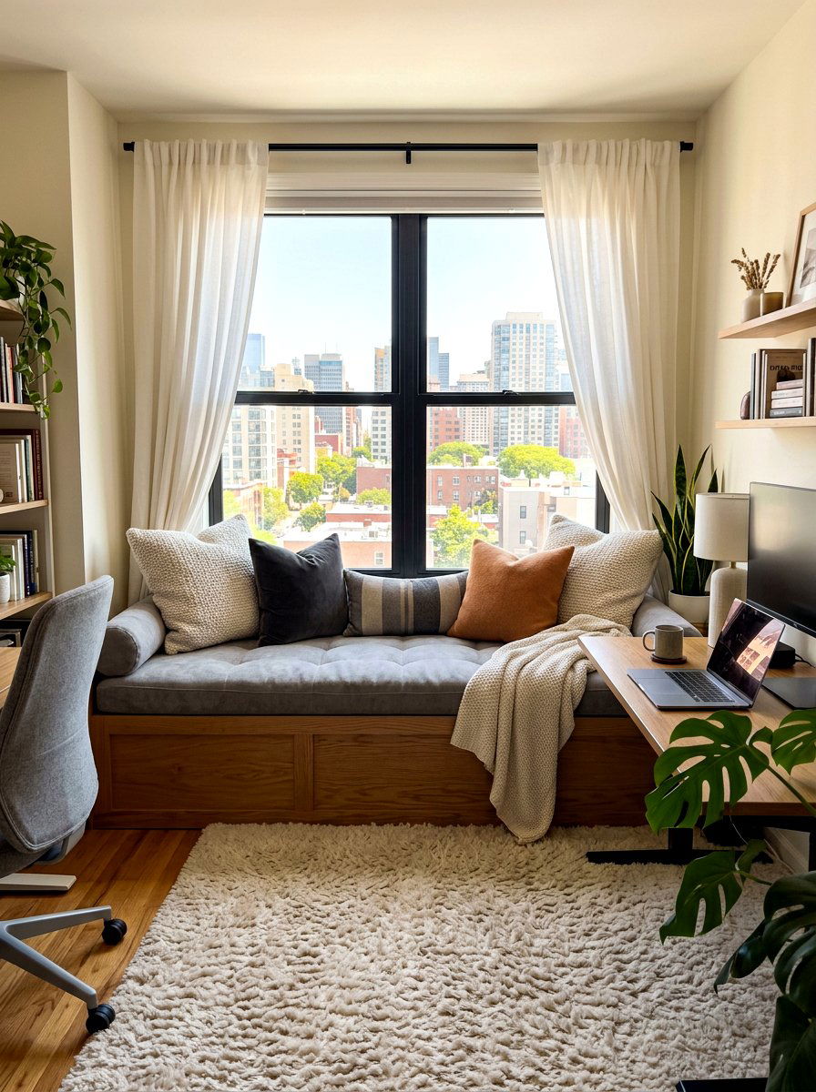 Padded Office Window Bench For Comfort - 30 office window seat ideas