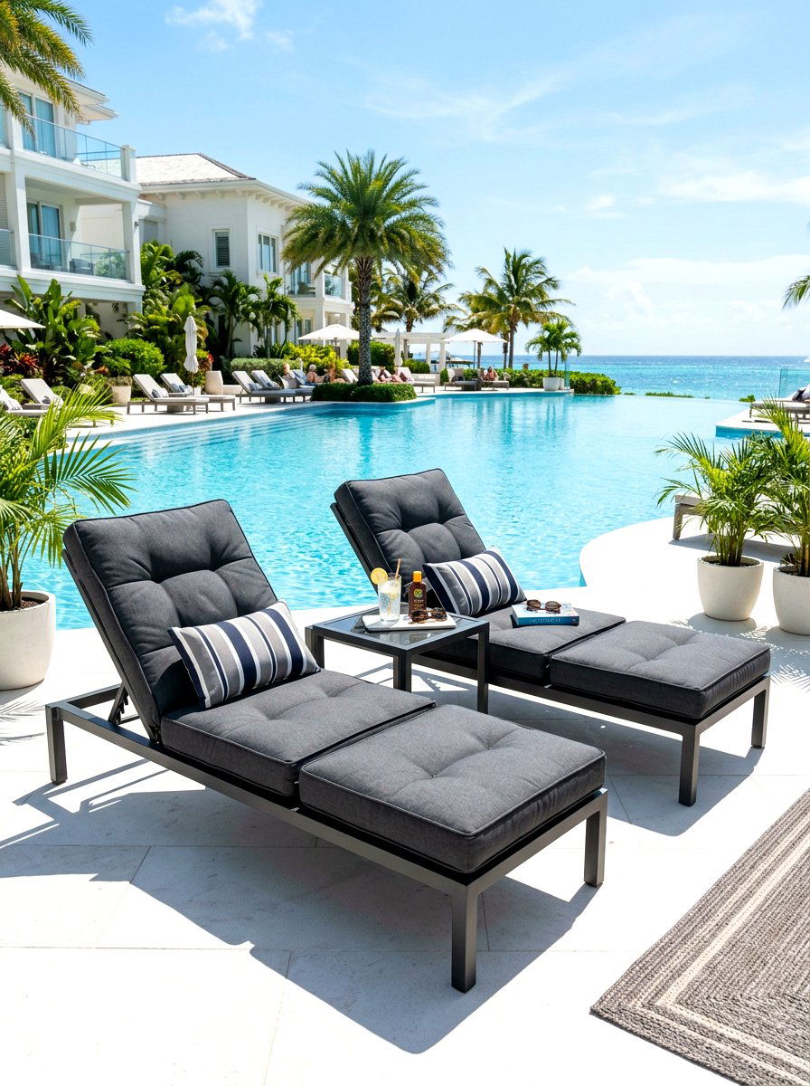 Padded Poolside Lounge Suite - 30 luxury sun lounger ideas