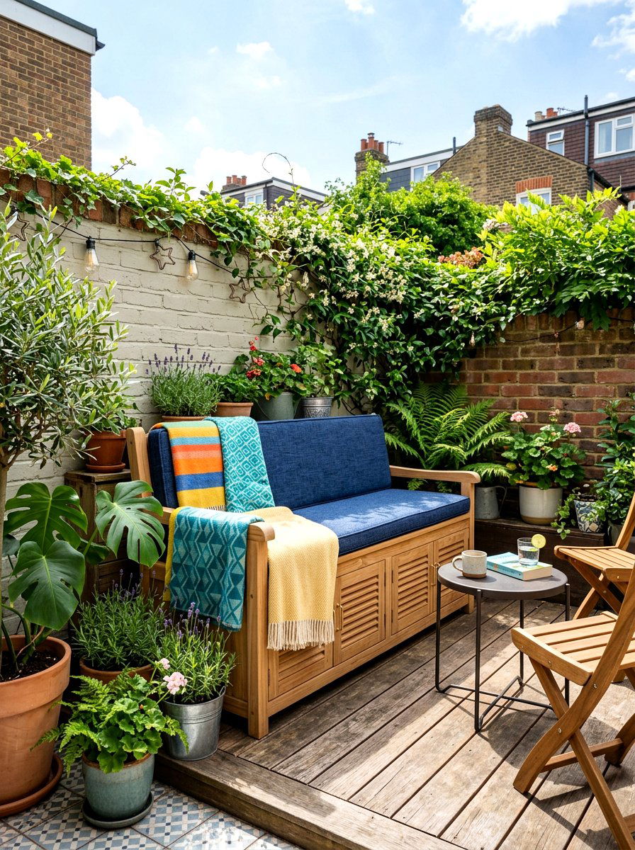 Padded Storage Bench - 30 fire pit bench ideas
