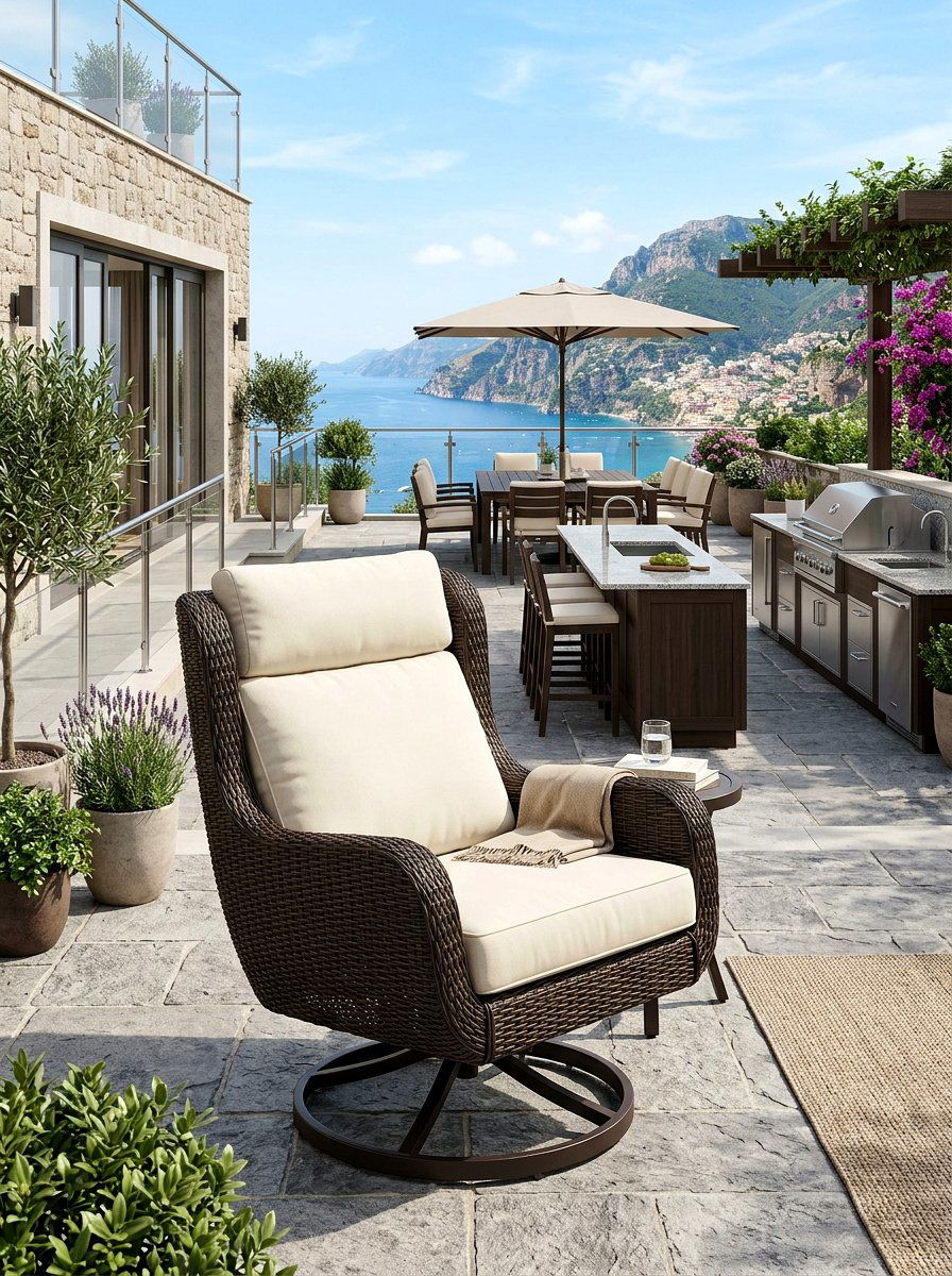 Padded Swivel Egg Chair - 30 cocoon patio chair ideas
