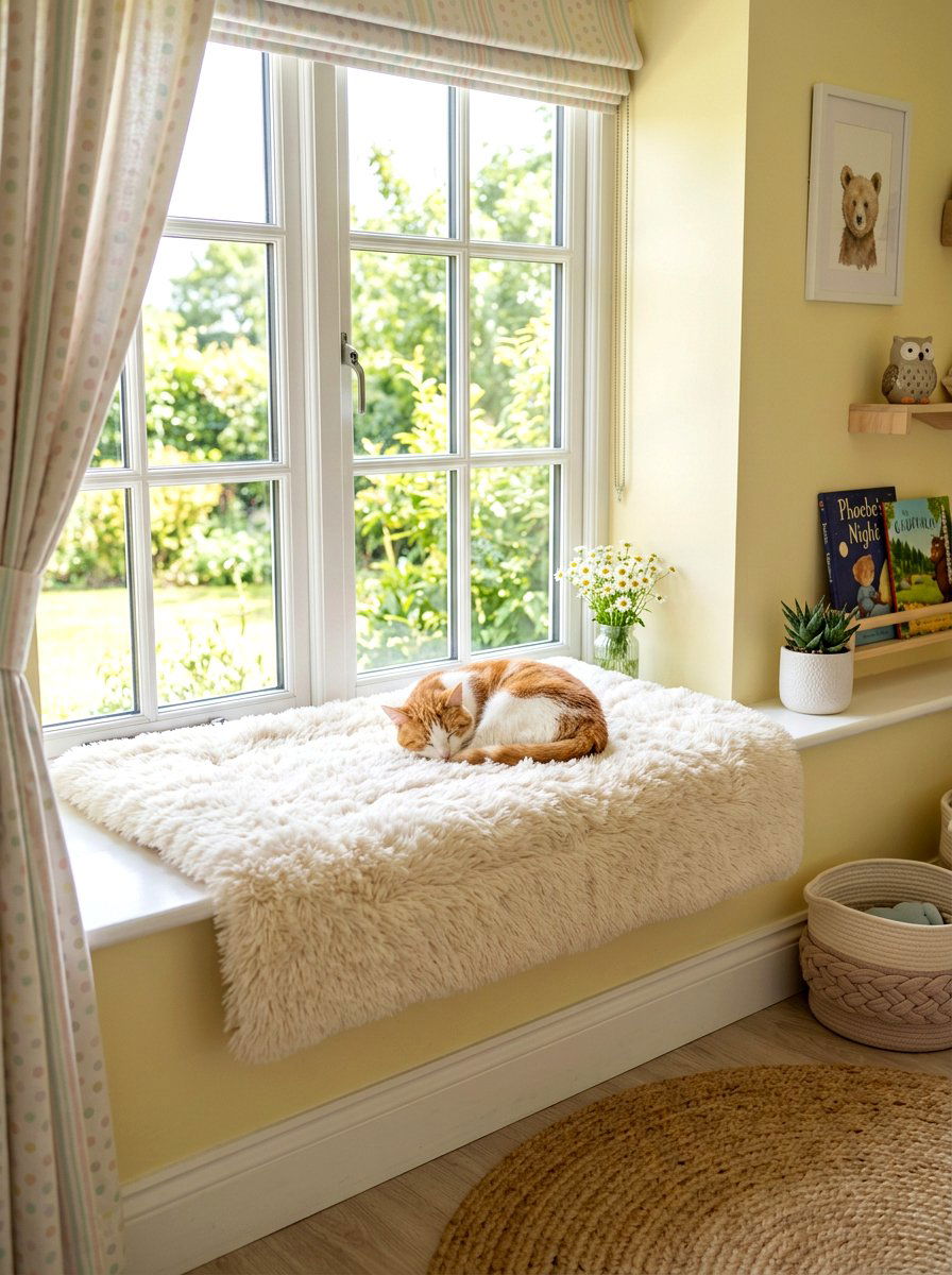 Padded cat window sill - 30 cat window perch ideas