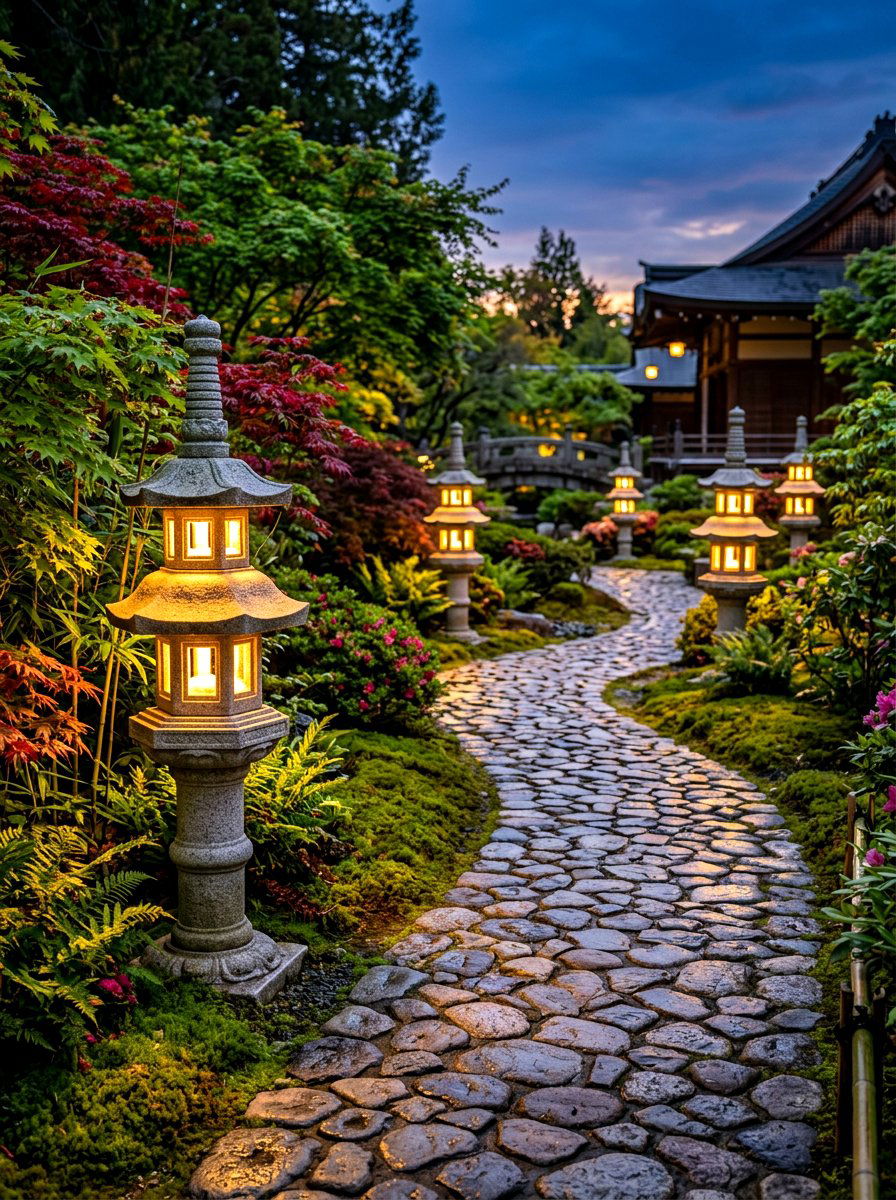 Pagoda Path Lights - 30 front path lighting ideas