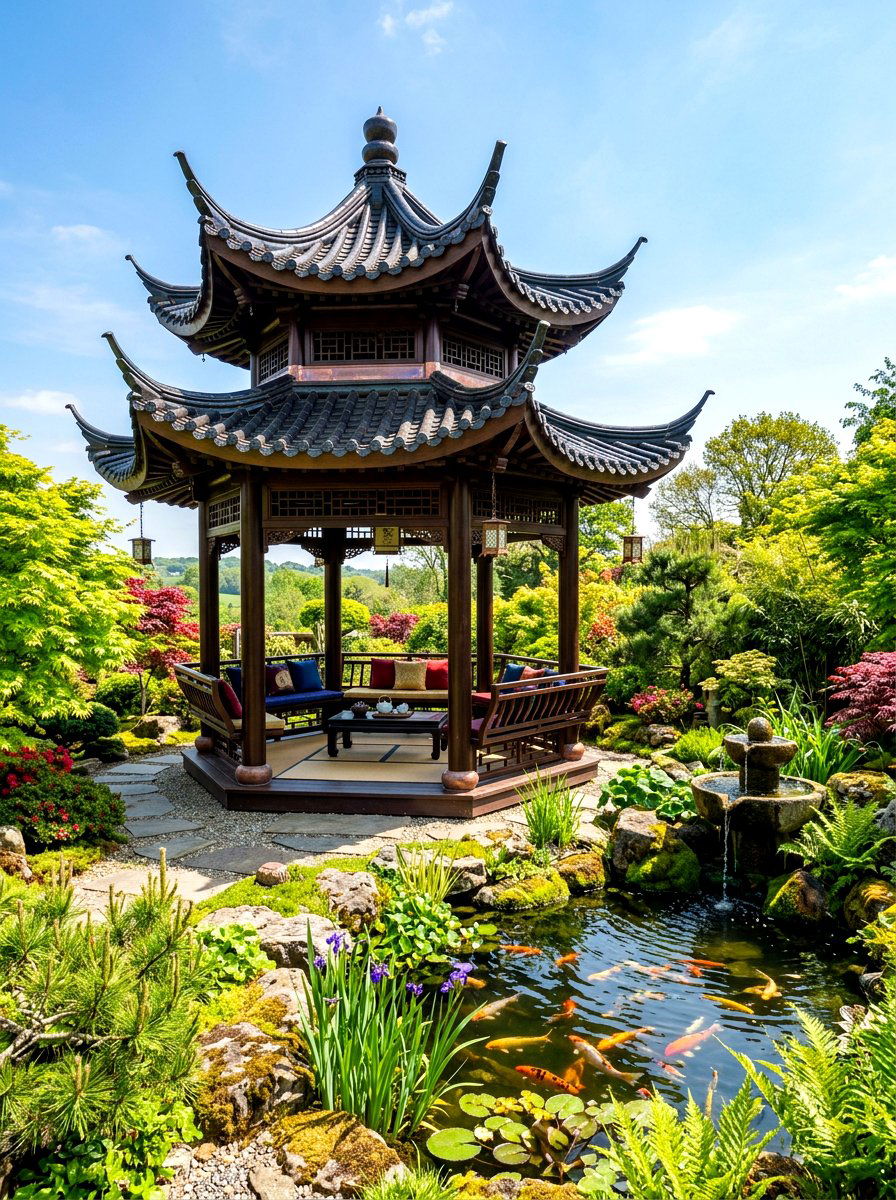 Pagoda style gazebo - 30 garden party gazebo ideas