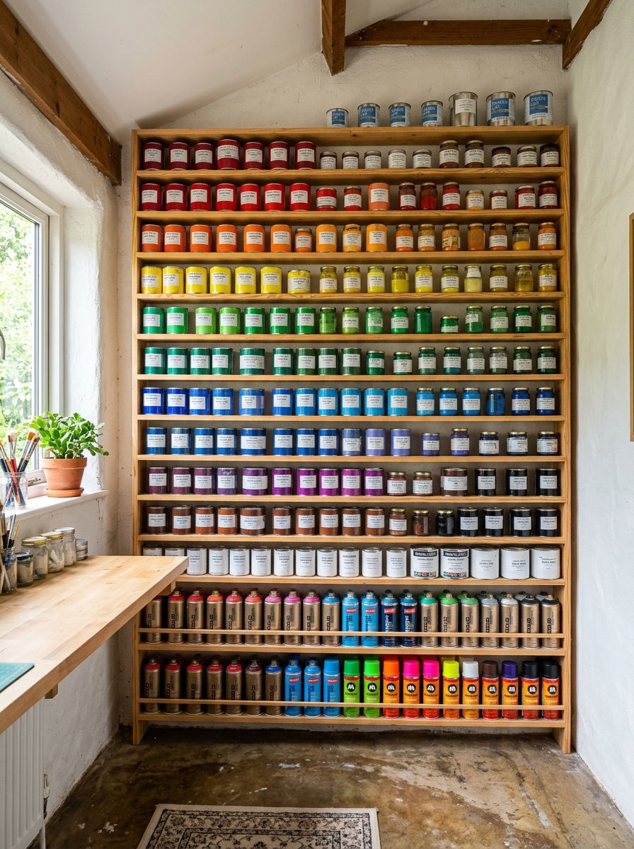 Paint Can Wall Rack - 30 shed organization ideas