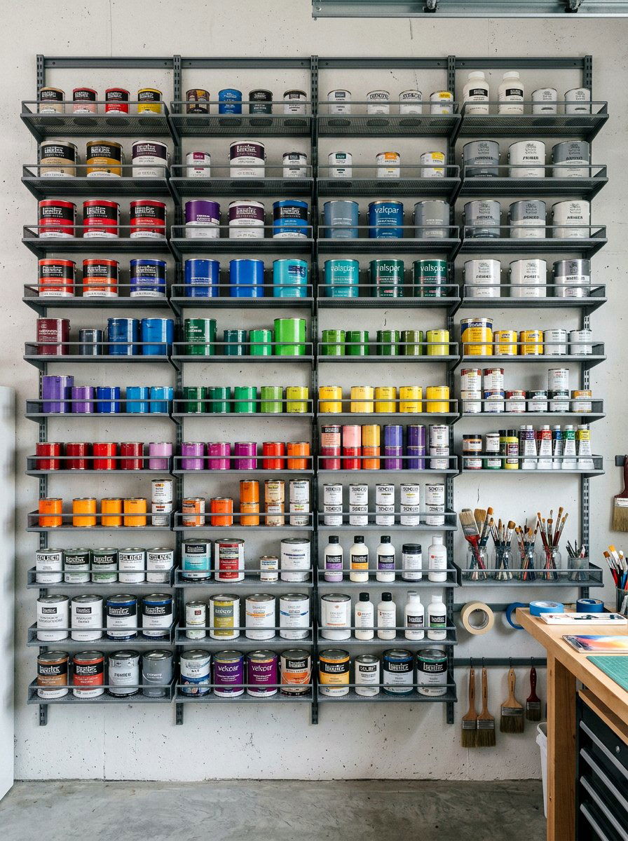 Paint can wall shelf - 30 garage wall storage ideas