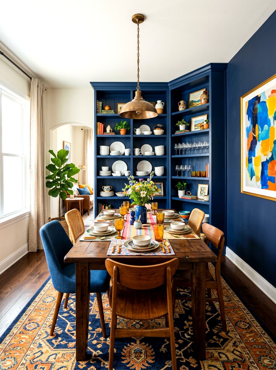 Painted Accent Corner Bookshelf - 30 corner bookshelf ideas