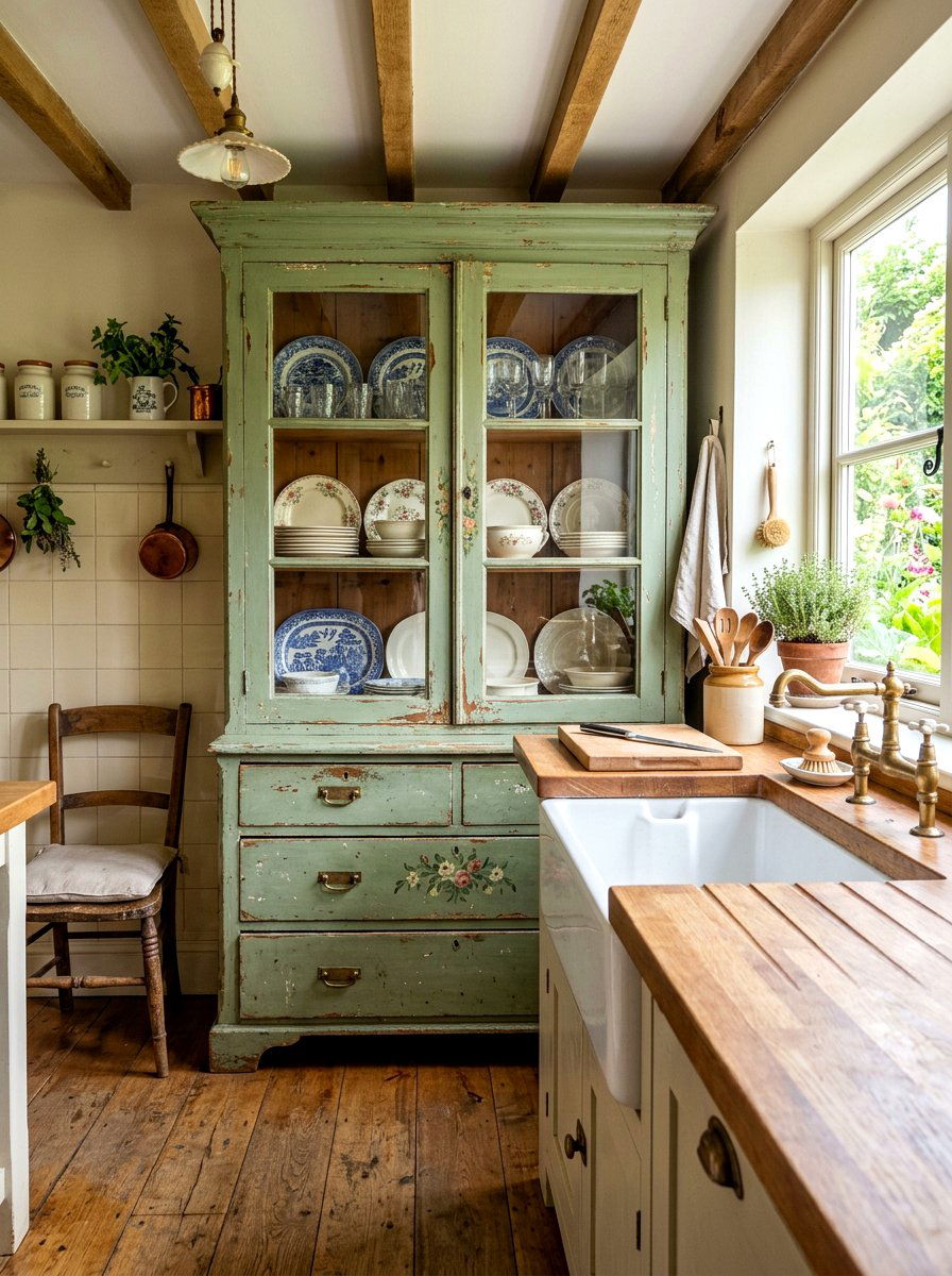 Painted Antique Cabinet Farmhouse Kitchen - 30 display cabinet ideas