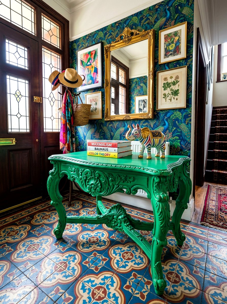 Painted Antique Table - 30 small foyer table ideas