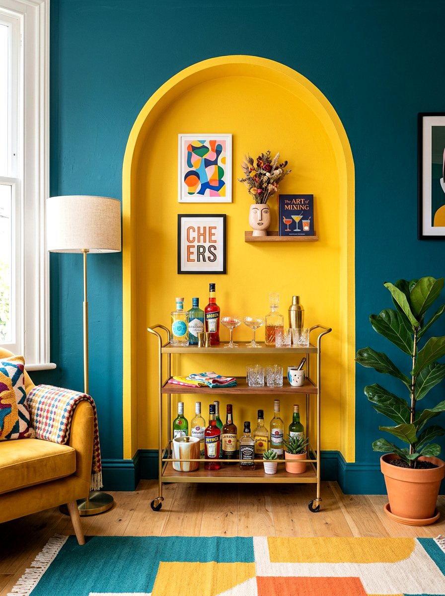 Painted Arch Wall Detail - 30 playful maximalist living room ideas