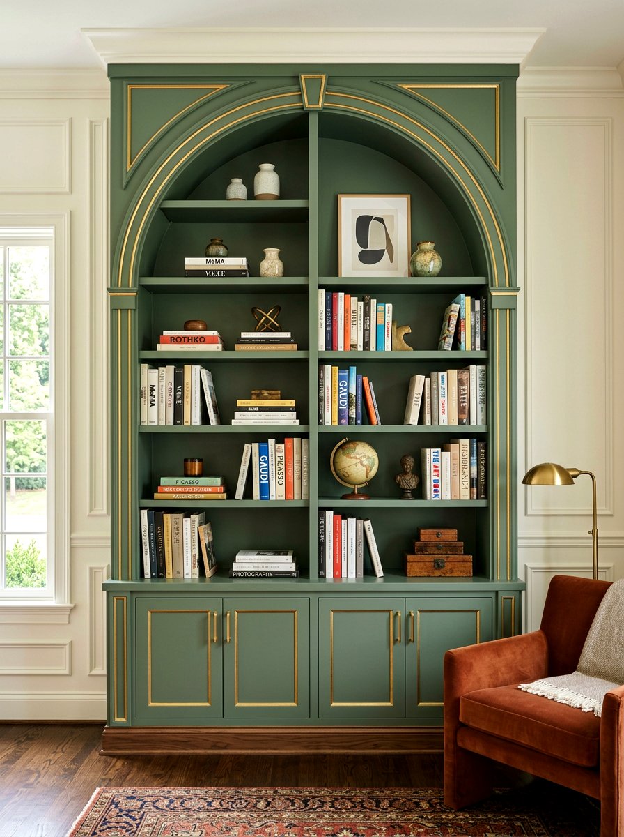 Painted Arched Bookshelf - 30 arched bookshelf ideas