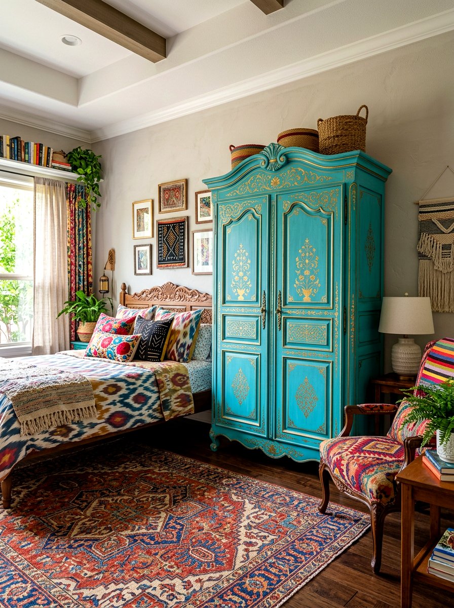 Painted Armoire Cabinet - 30 maximalist bedroom ideas