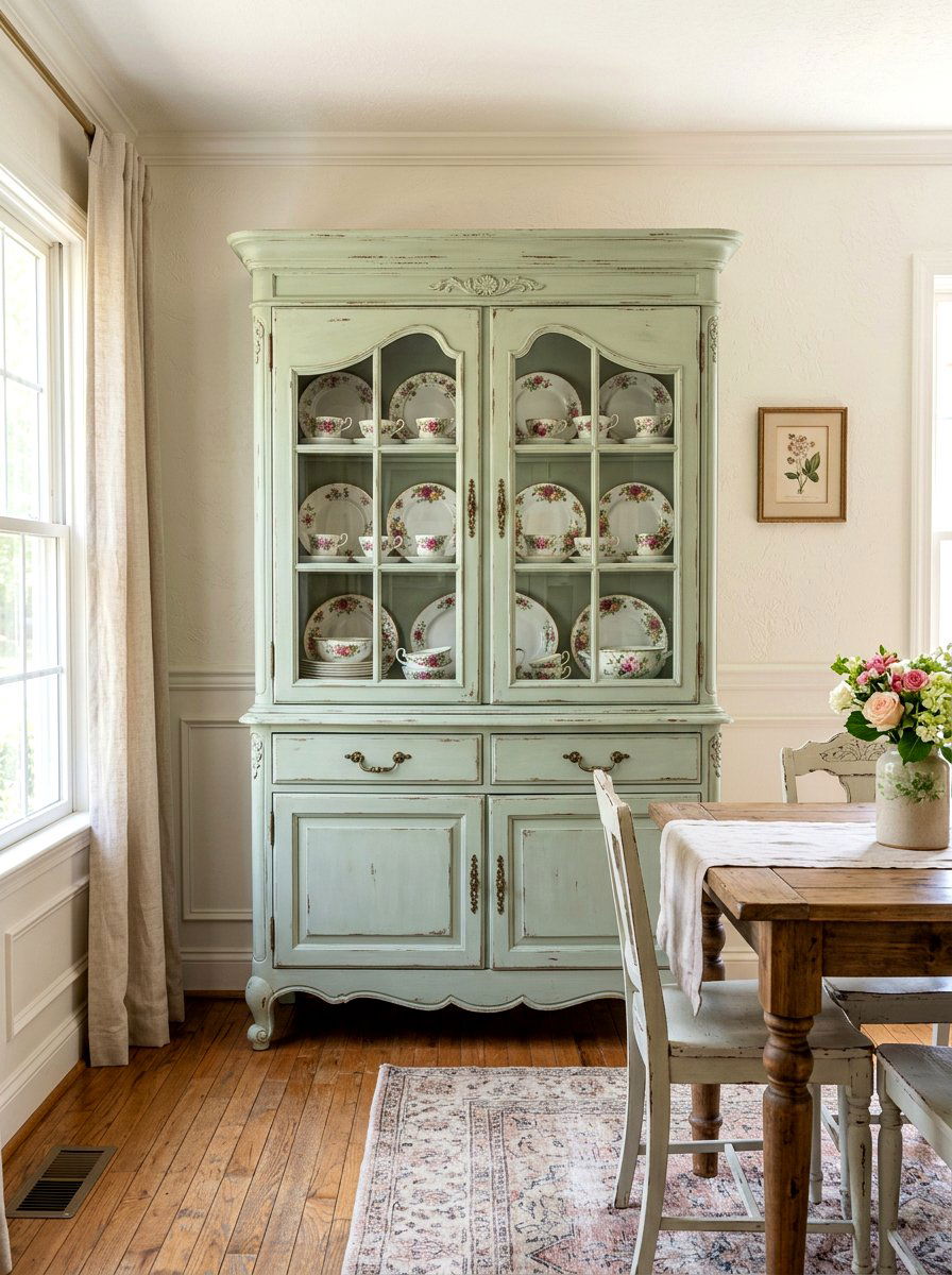Painted Armoire - 30 dining room china display ideas