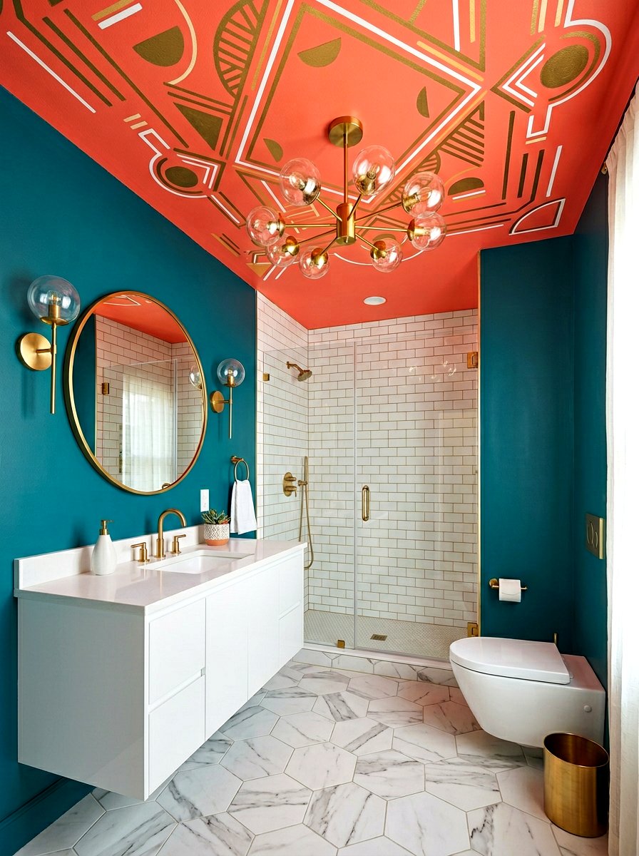 Painted Bathroom Ceiling - 30 maximalist bathroom ideas