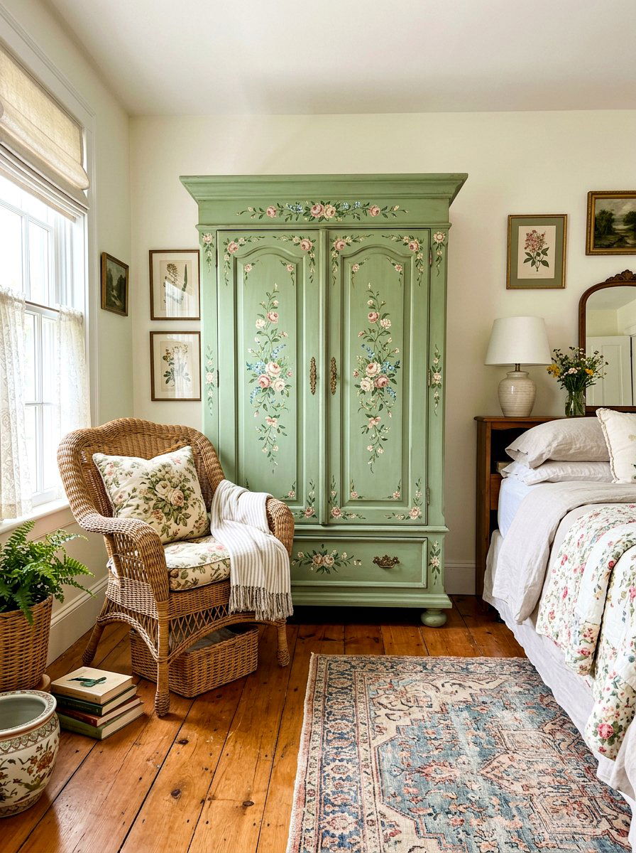 Painted Bedroom Armoire - 30 grandmillennial bedroom ideas