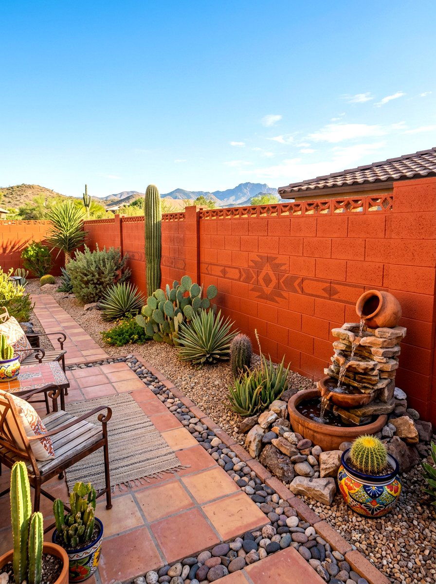 Painted Block Fence - 30 cheap fence ideas