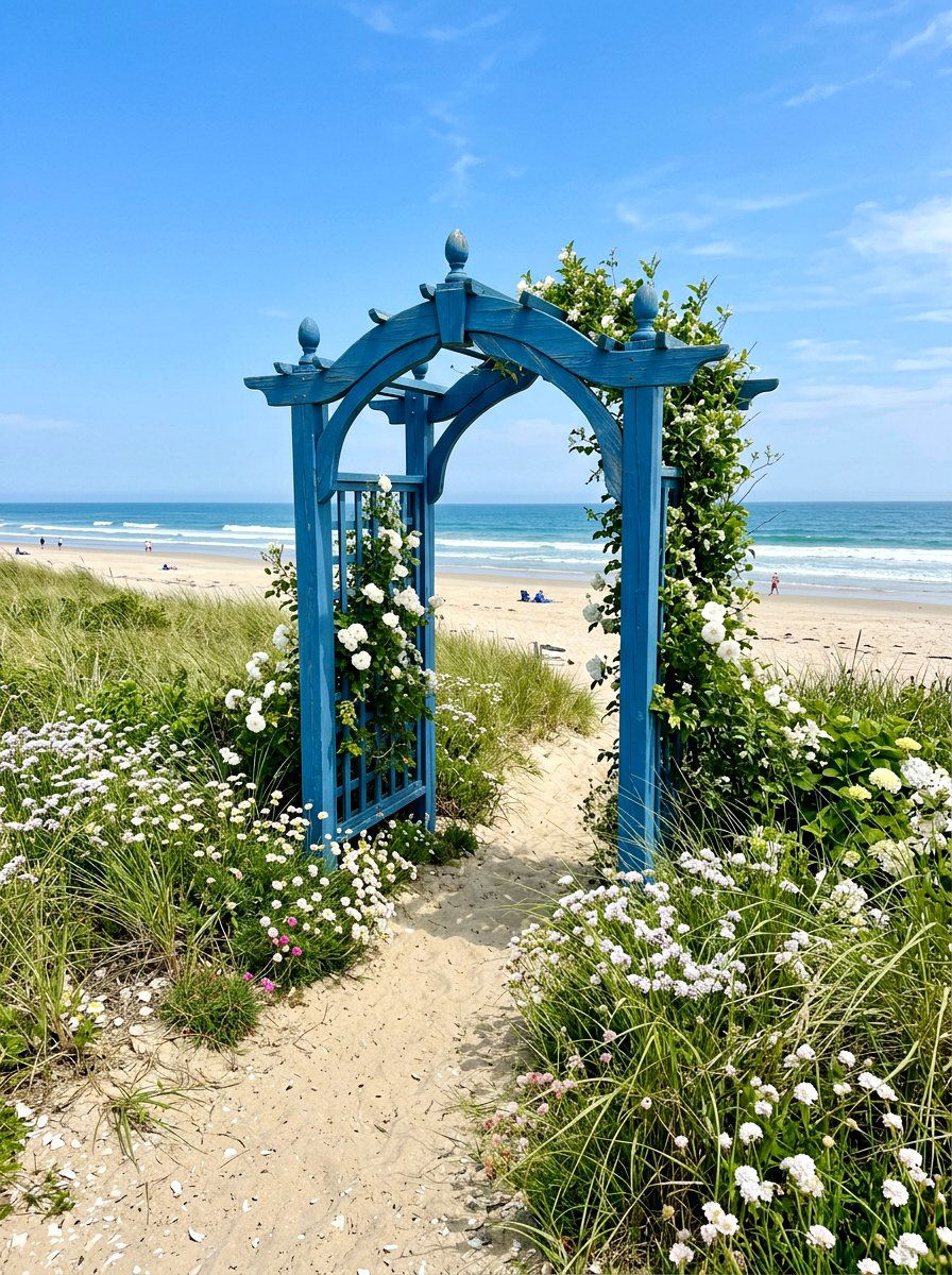 Painted Blue Arbor - 30 garden arbor ideas