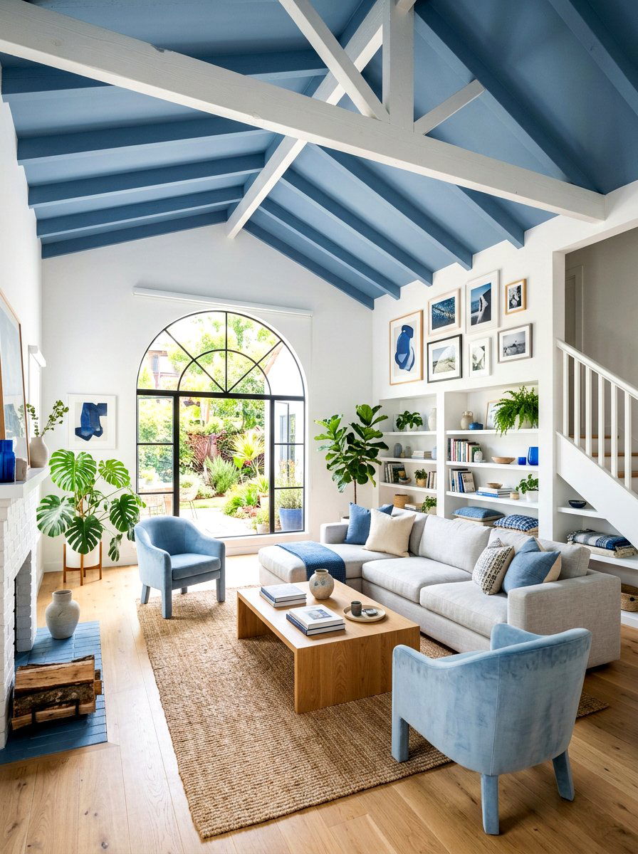 Painted Blue Ceiling Living Room - 30 denim blue living room ideas
