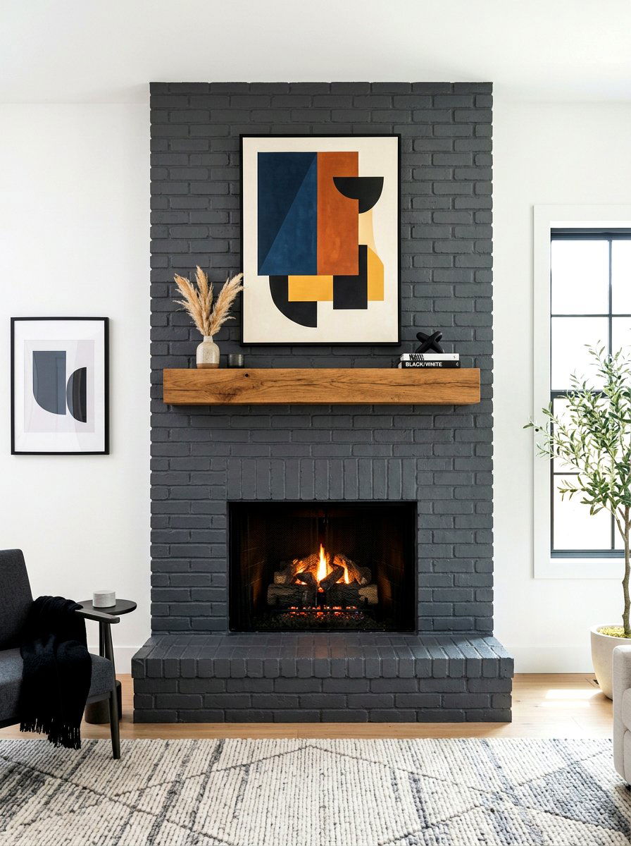 Painted Brick Fireplace - 30 modern fireplace surround ideas