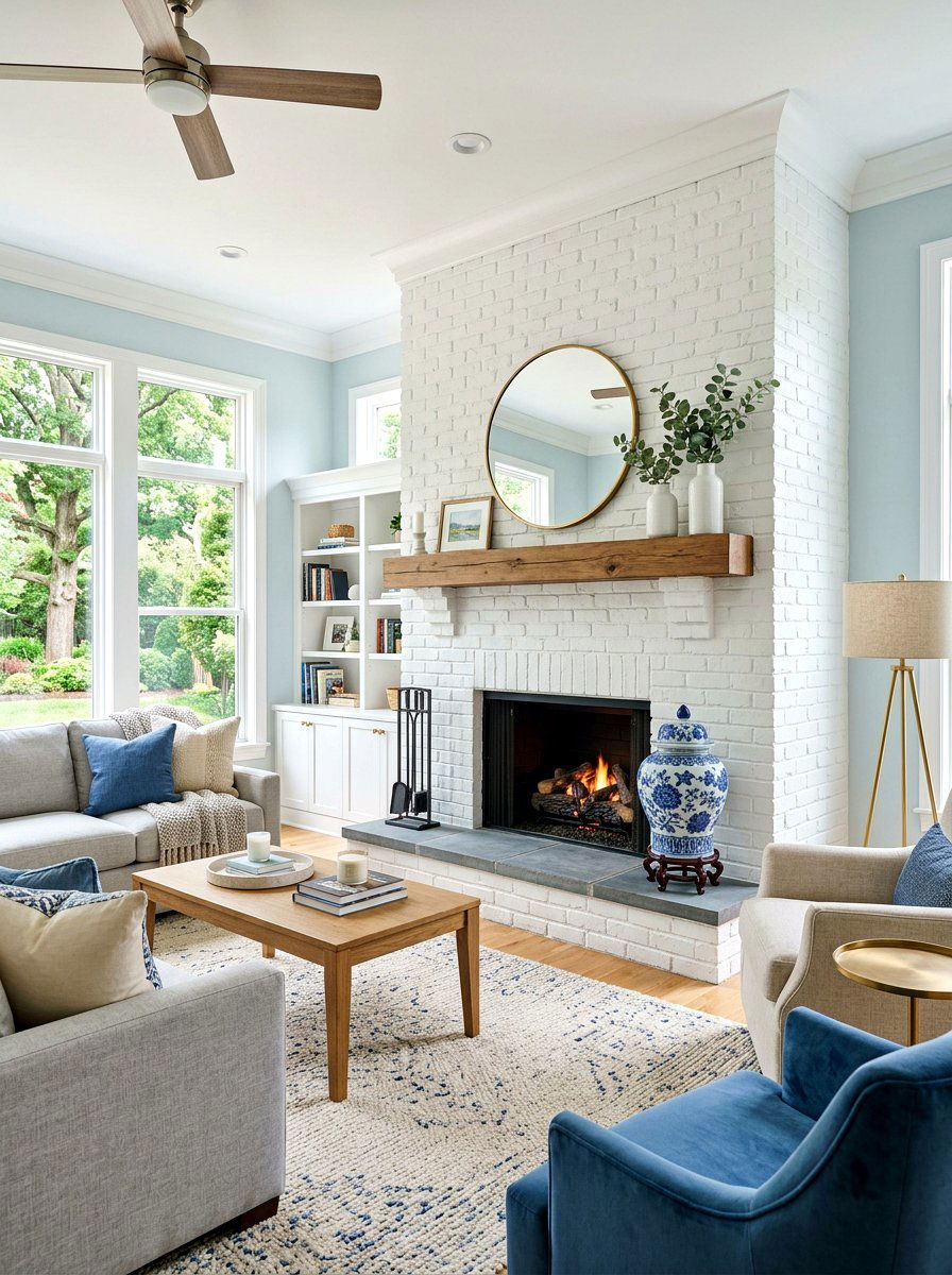 Painted Brick Fireplace Interior - 30 southern prep decor ideas