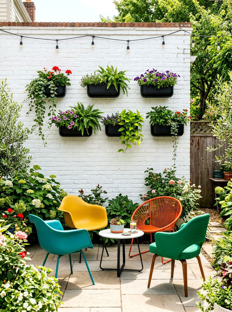 Painted Brick Patio Wall - 30 brick courtyard patio ideas