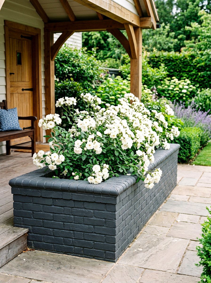 Painted Brick Rose Planter - 30 porch rose planter ideas