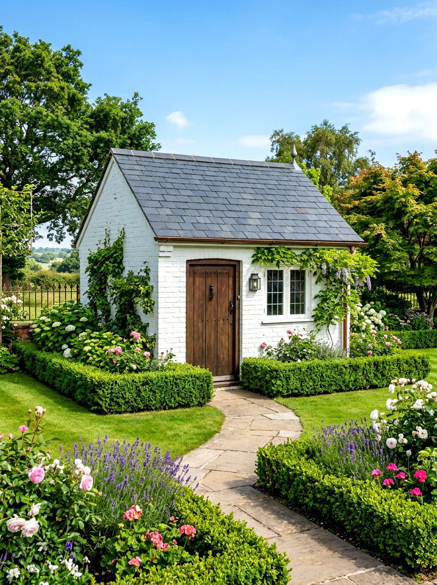 Painted Brick Shed - 30 garden shed ideas