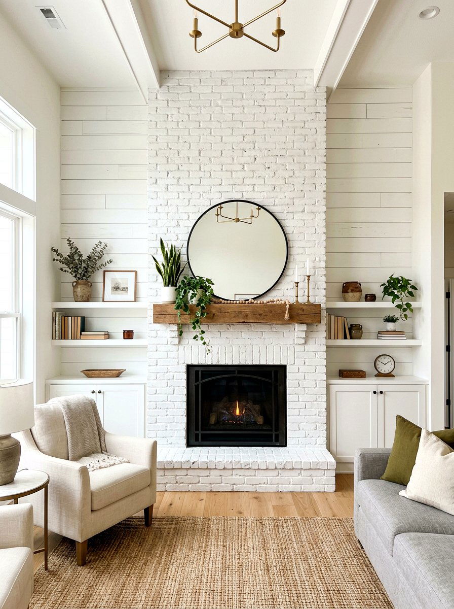 Painted Brick Shiplap Combo - 30 shiplap wall ideas