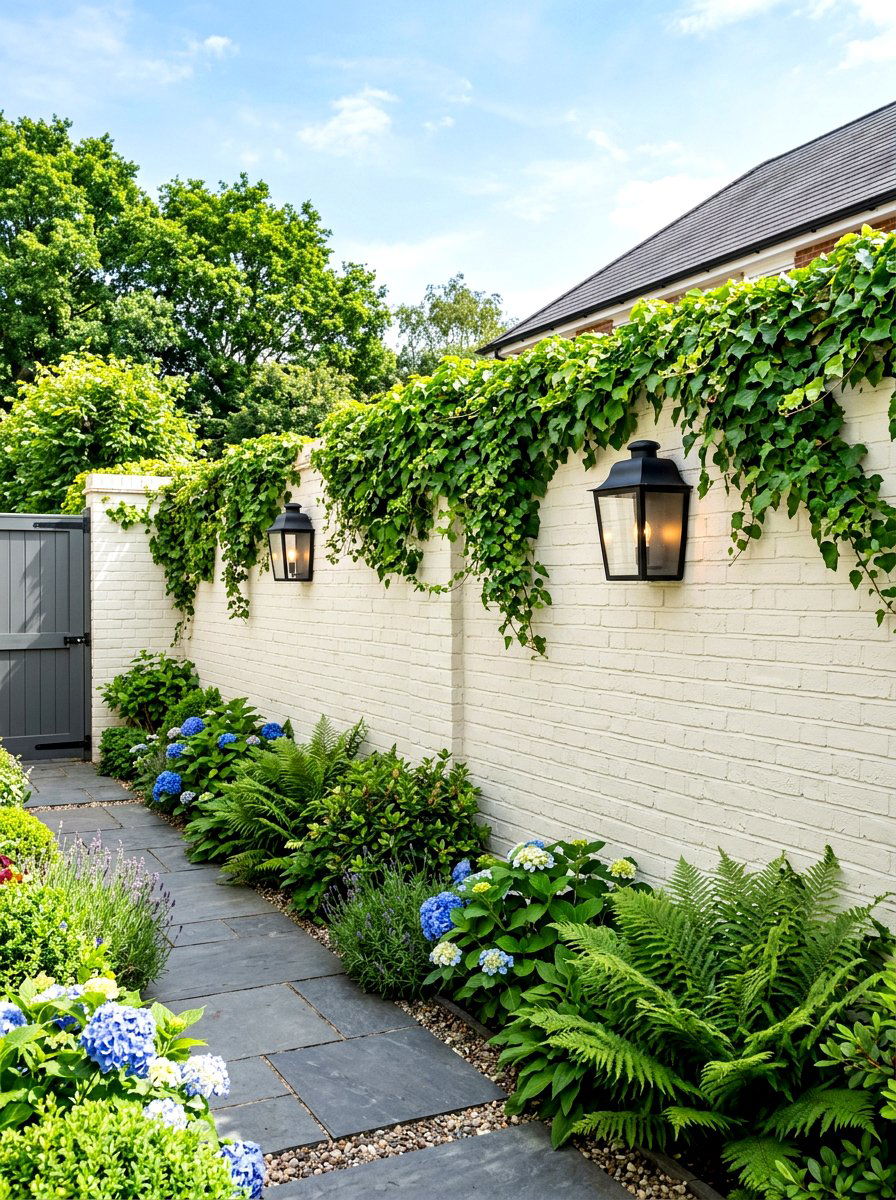 Painted Brick Wall - 30 garden fence ideas