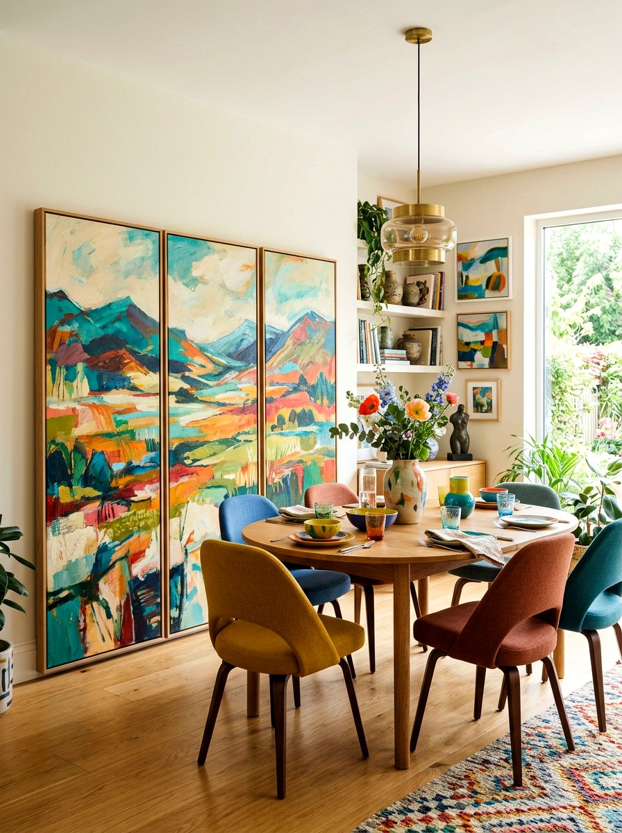 Painted Canvas Screen - 30 freestanding screen divider ideas