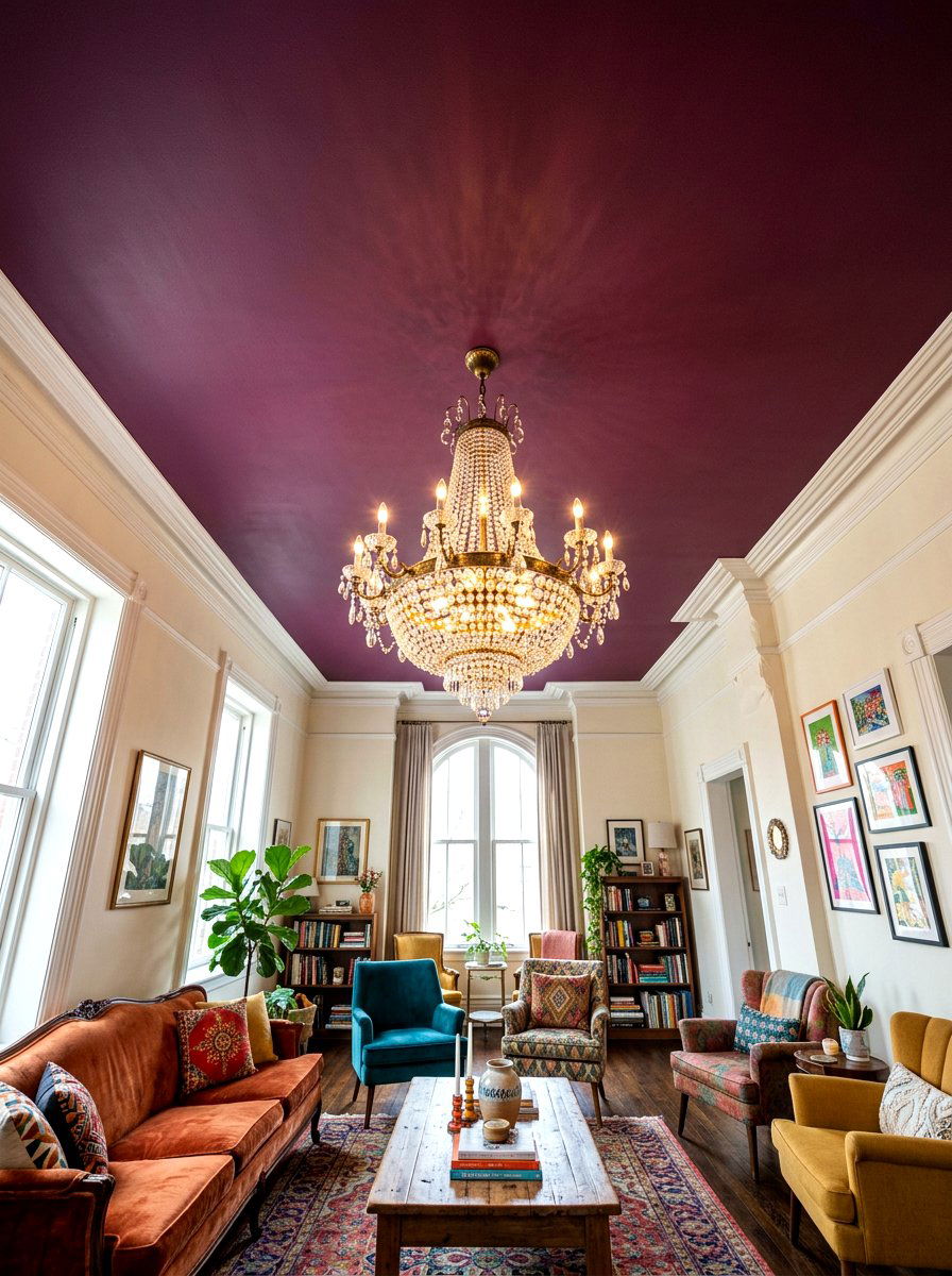 Painted Ceiling Living Room - 30 maximalist living room ideas