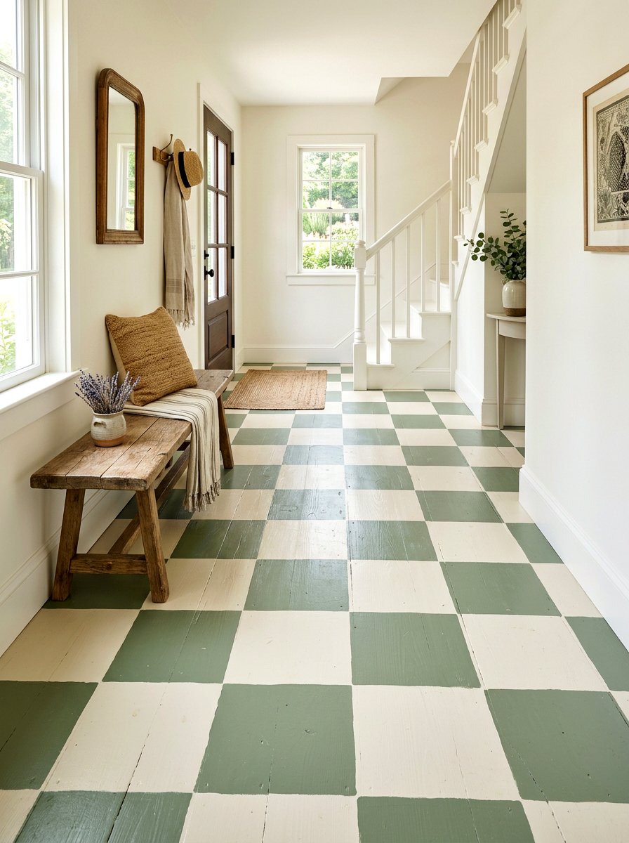 Painted Checkboard Foyer Floor - 30 dopamine entryway ideas