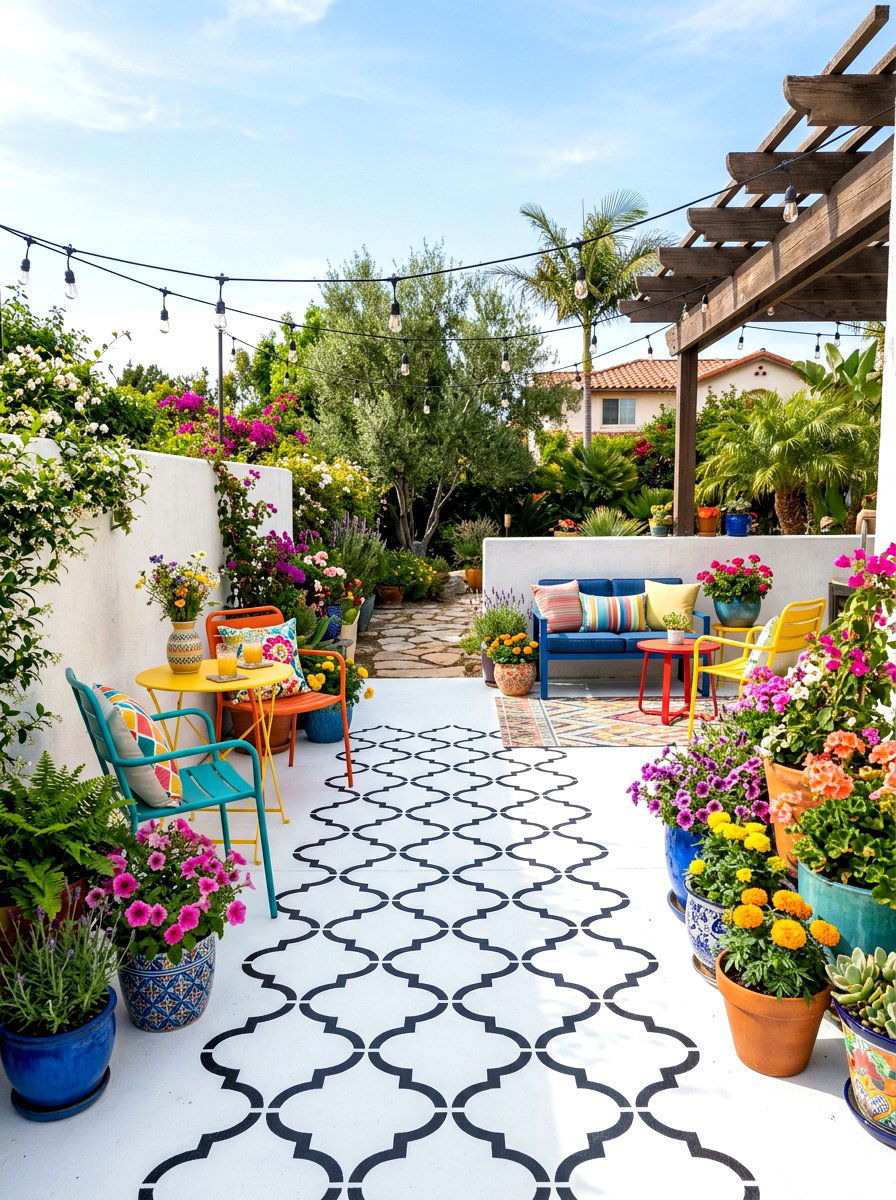 Painted Concrete Patio - 30 concrete patio ideas