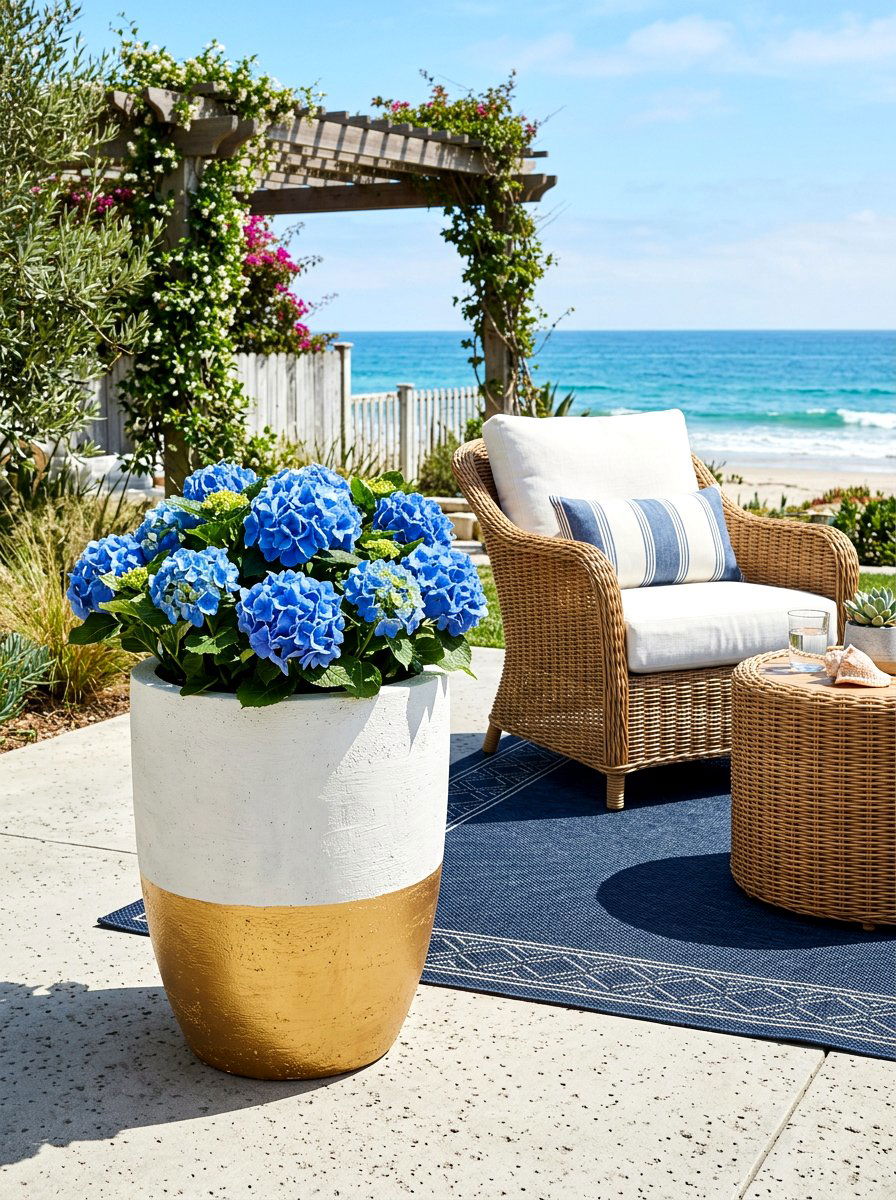 Painted Concrete Patio Pot - 30 concrete planter ideas