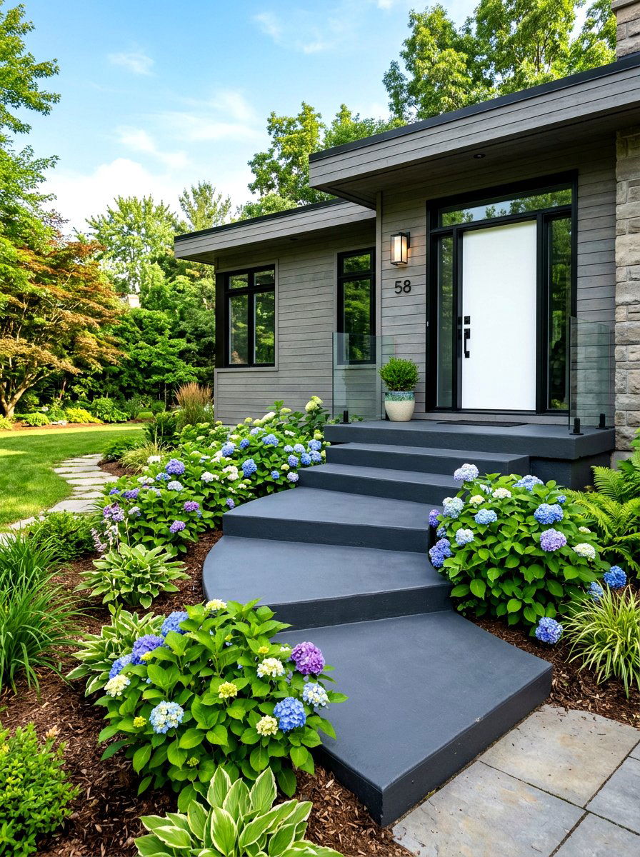 Painted Concrete Steps - 30 front steps makeover ideas