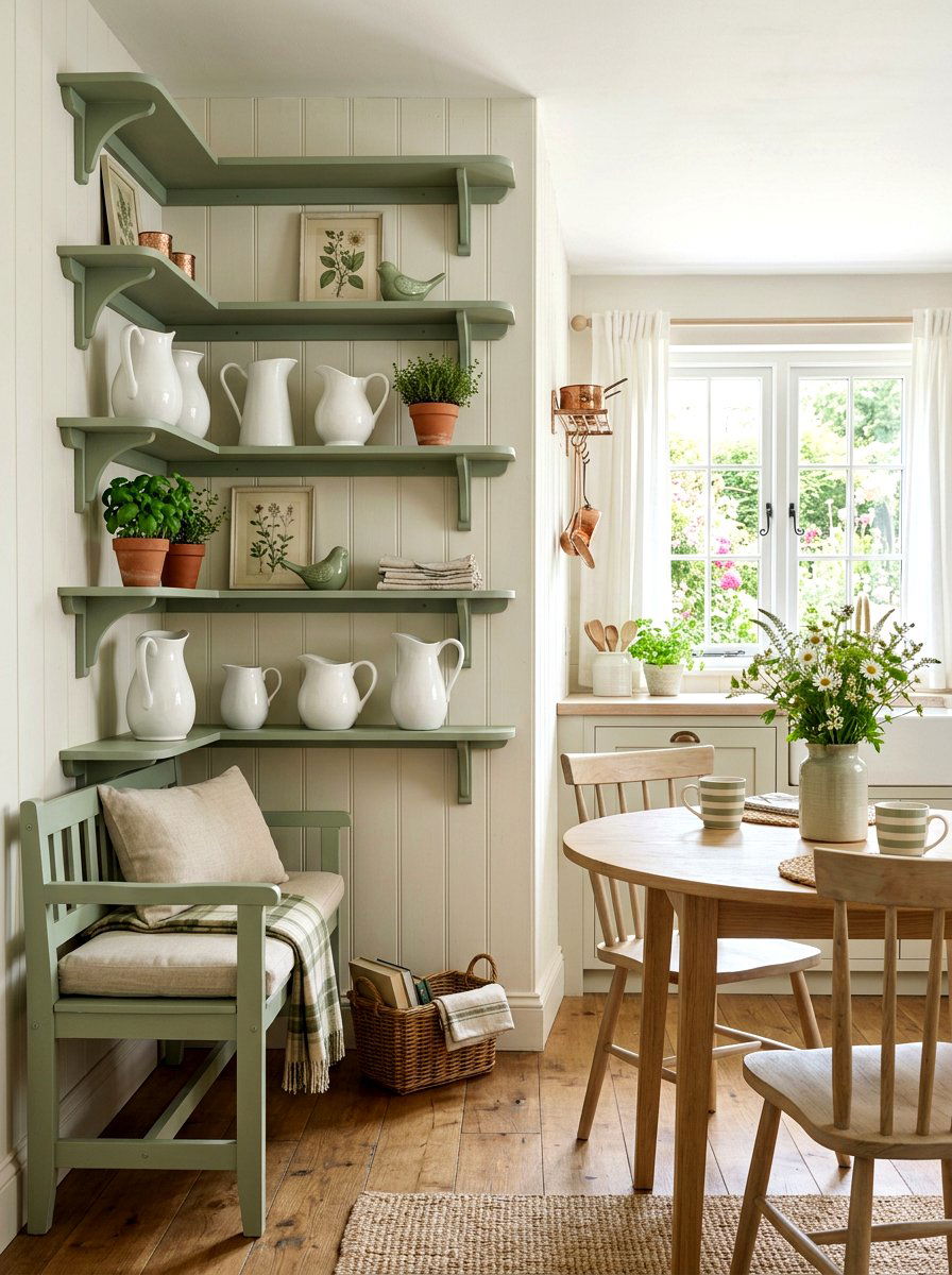 Painted Corner Shelves Kitchen Accent - 30 breakfast corner shelves ideas