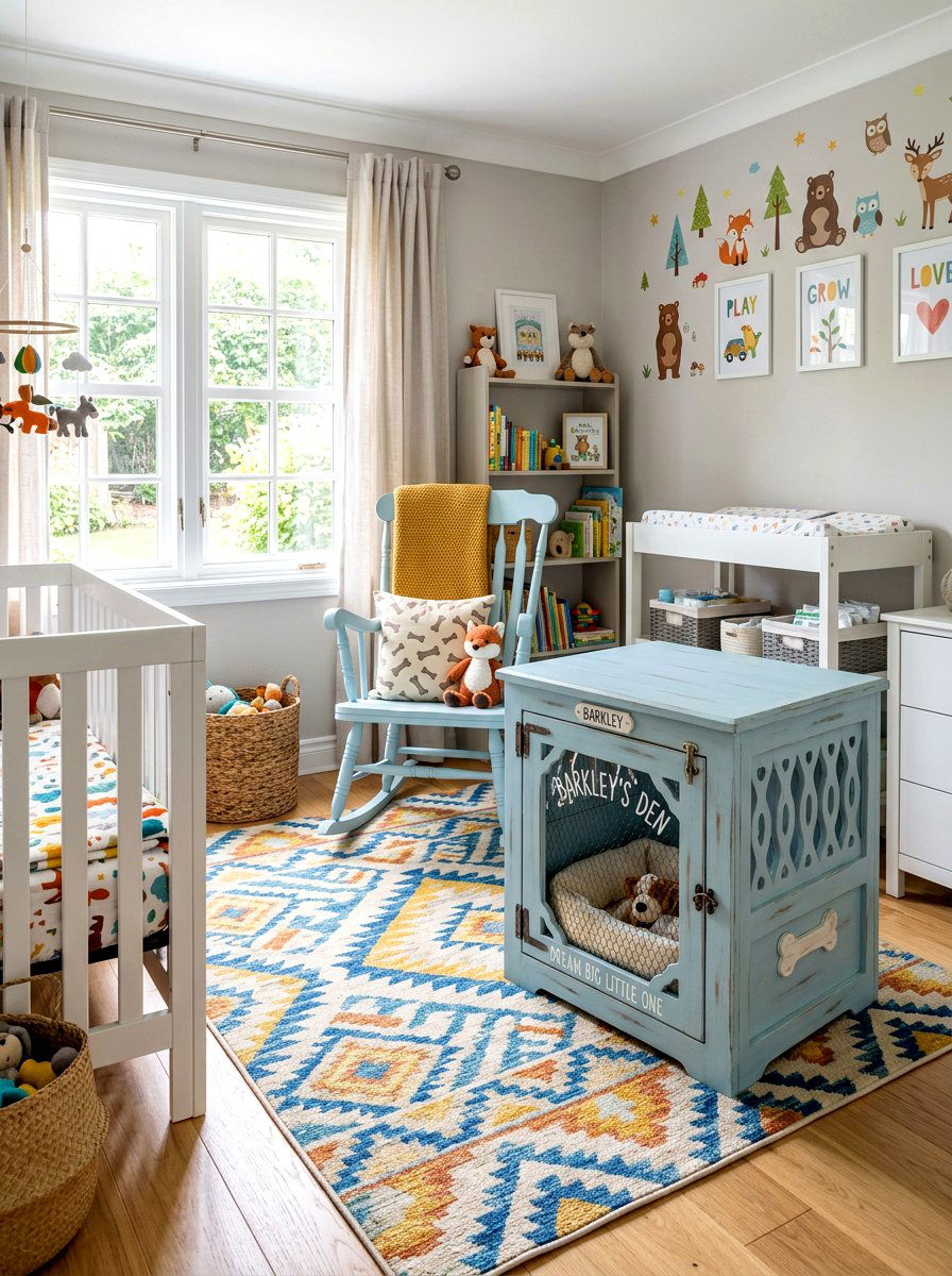 Painted Custom Dog Crate - 30 indoor dog crate ideas