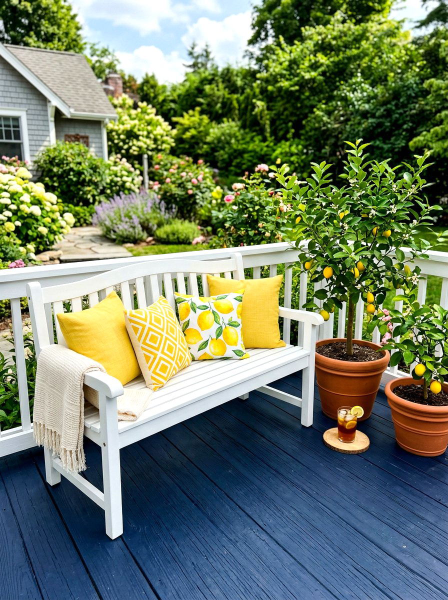 Painted Deck Seating - 30 deck built in seating ideas