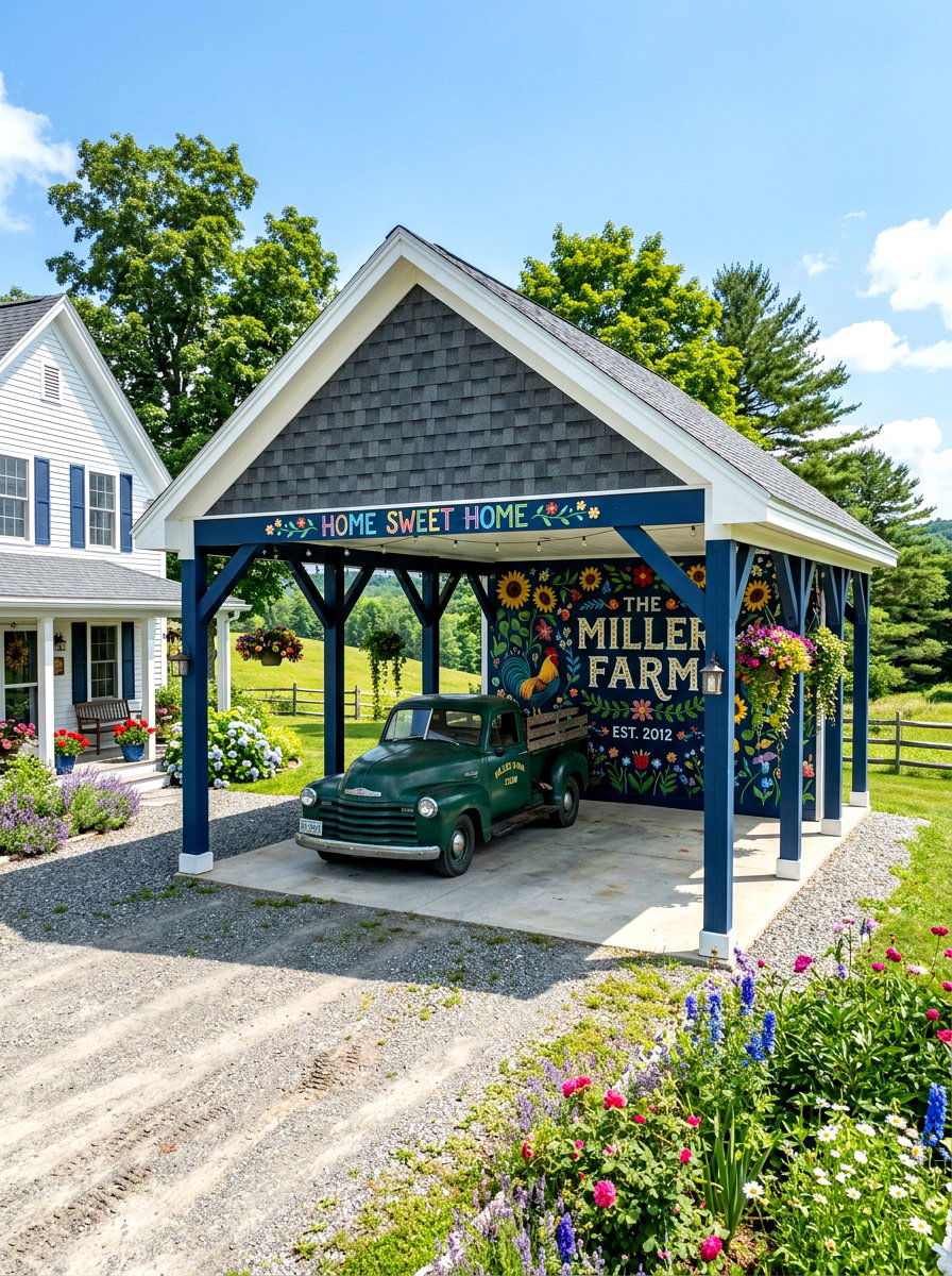 Painted Farmhouse Carport - 30 farmhouse carport ideas
