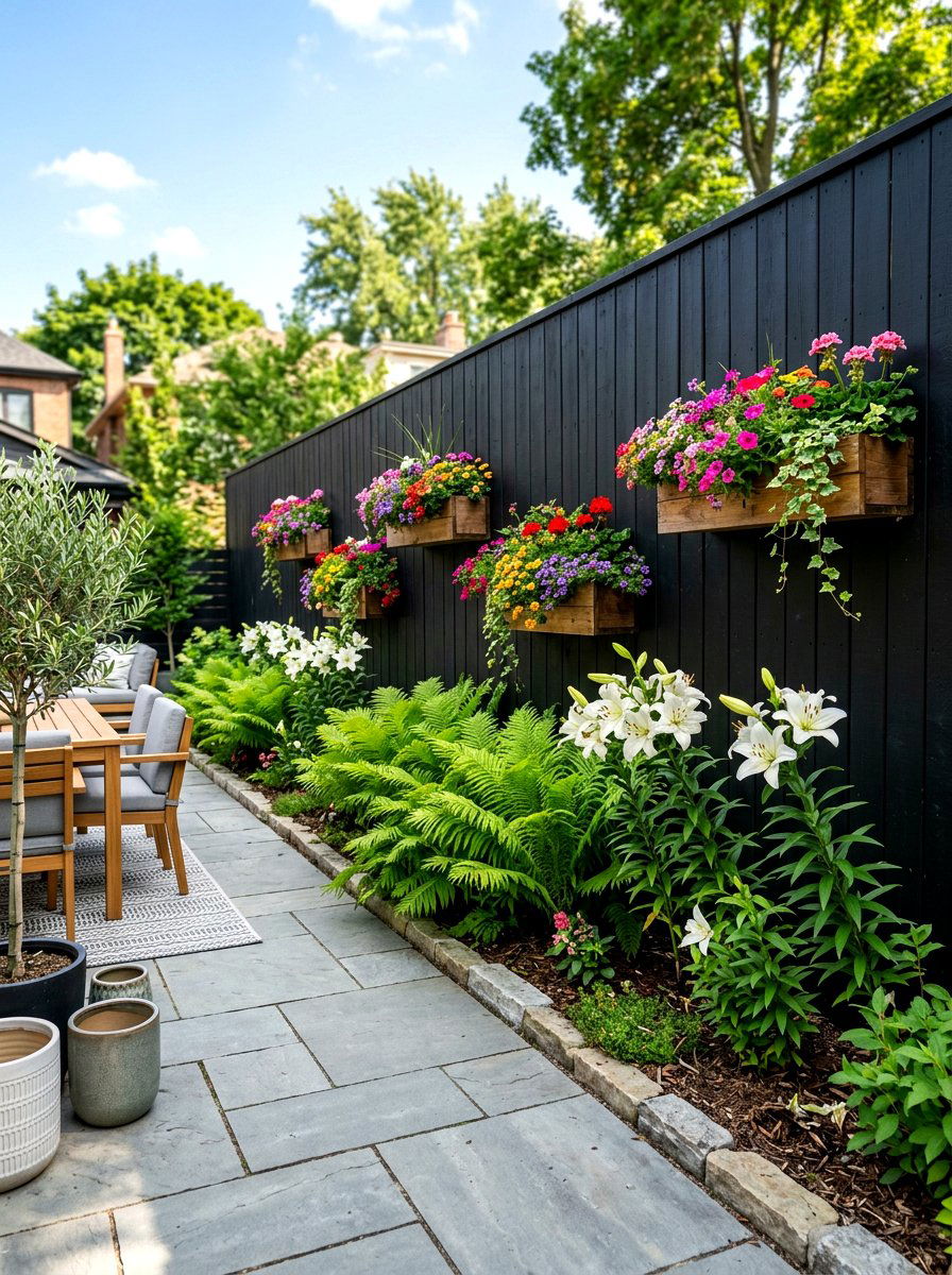 Painted Fence Backyard - 30 budget garden ideas
