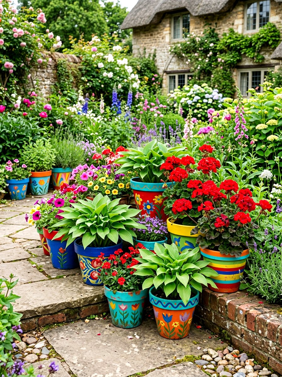 Painted Flower Pots - 30 colorful garden decor ideas