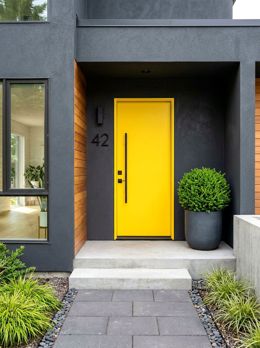 Painted Front Door - 30 asymmetrical curb appeal ideas