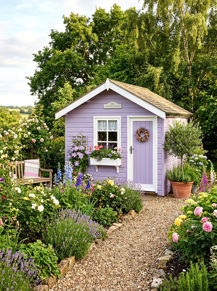 Painted Garden Shed - 30 colorful garden decor ideas
