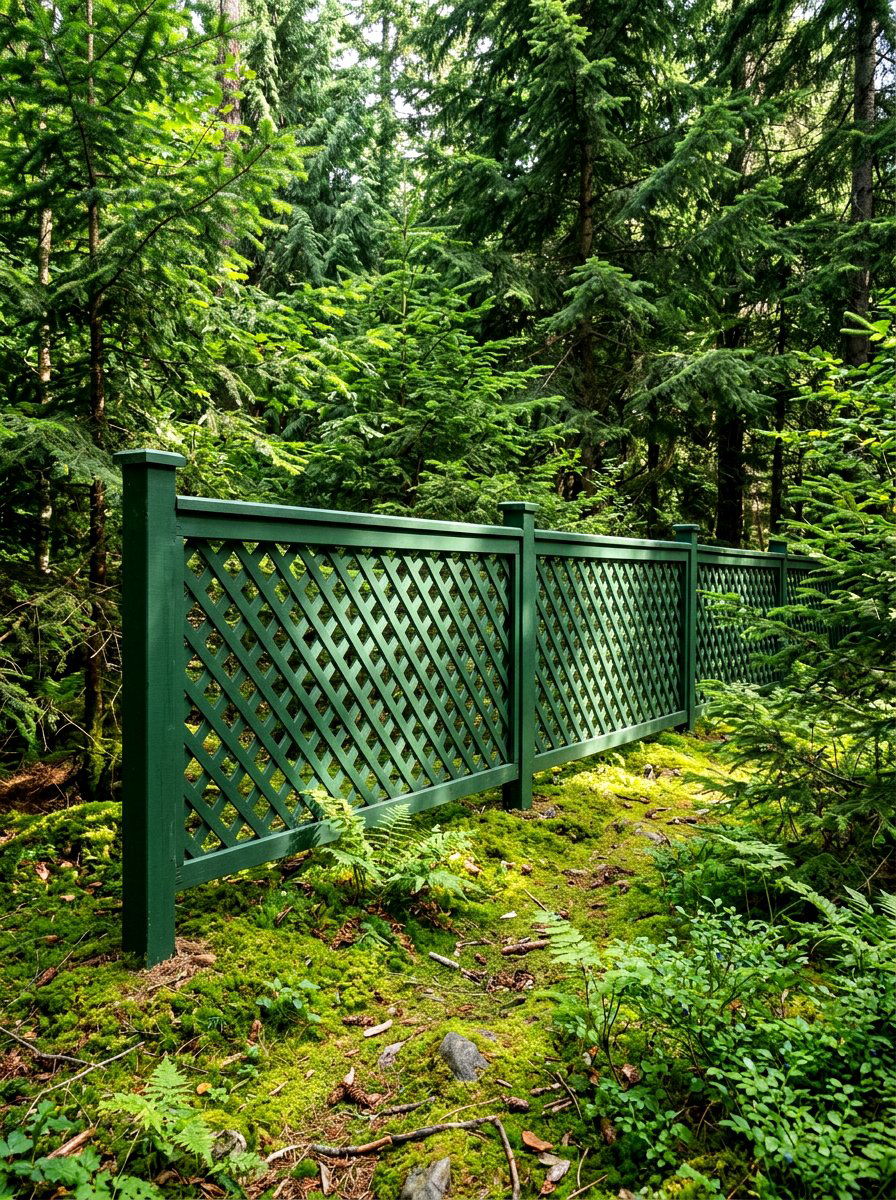 Painted Green Lattice Fence - 30 lattice fence ideas