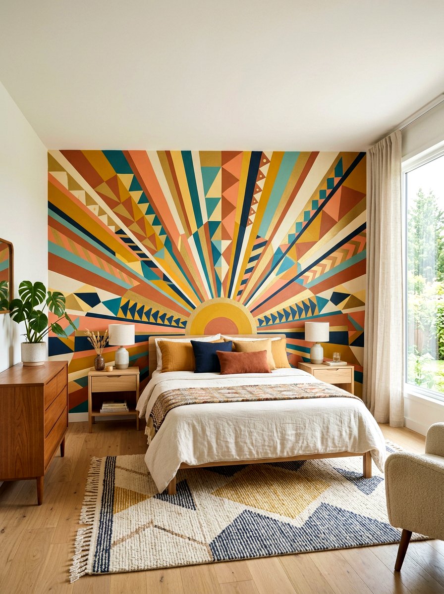Painted Mural Headboard - 30 statement headboard bedroom ideas